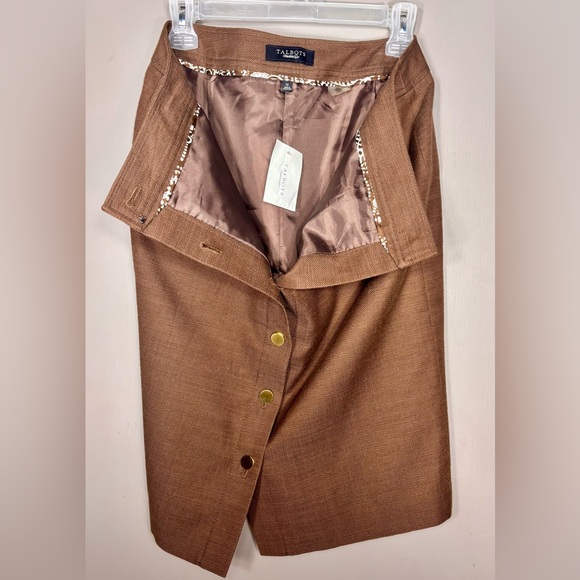 TALBOTS Brown Pencil Skirt with Gold Buttons - Picture 2 of 3